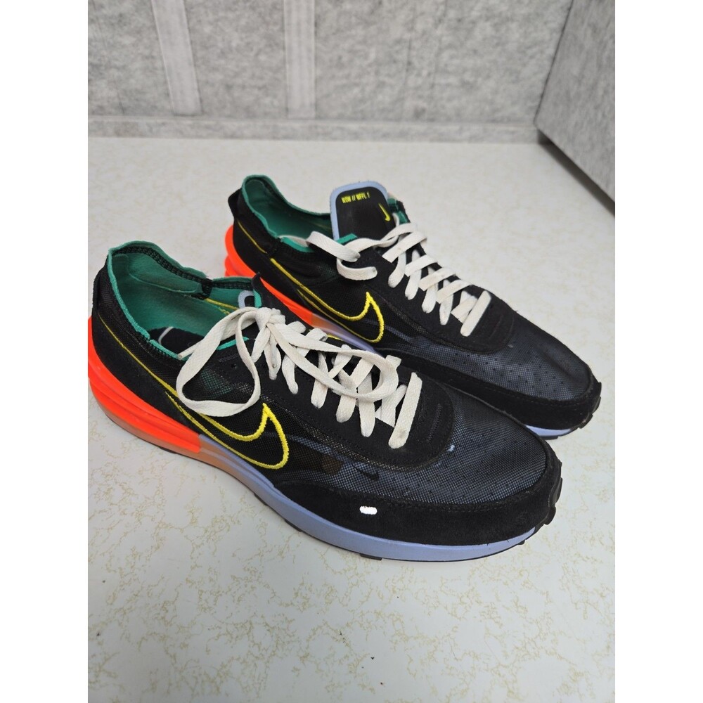 Nike NSW Waffle One Black Yellow orange Blue  Sneakers Mens 11.5 DM9049